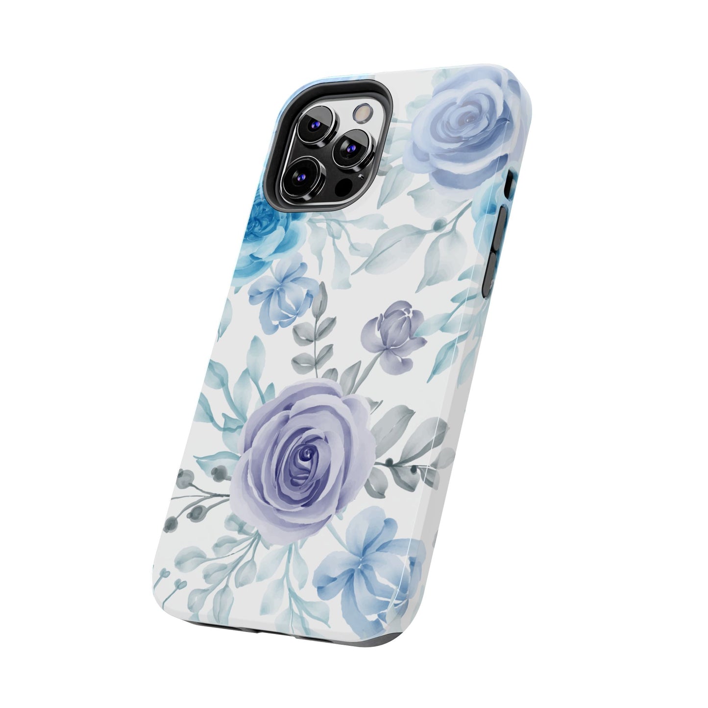 Elegant Blue & Violet Roses iPhone Case – Luxurious Floral Design for Chic Device Protection