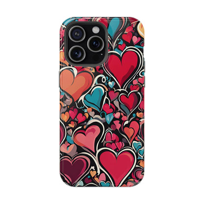 Vibrant Multicolor Heart Art – MagSafe-Compatible iPhone Case