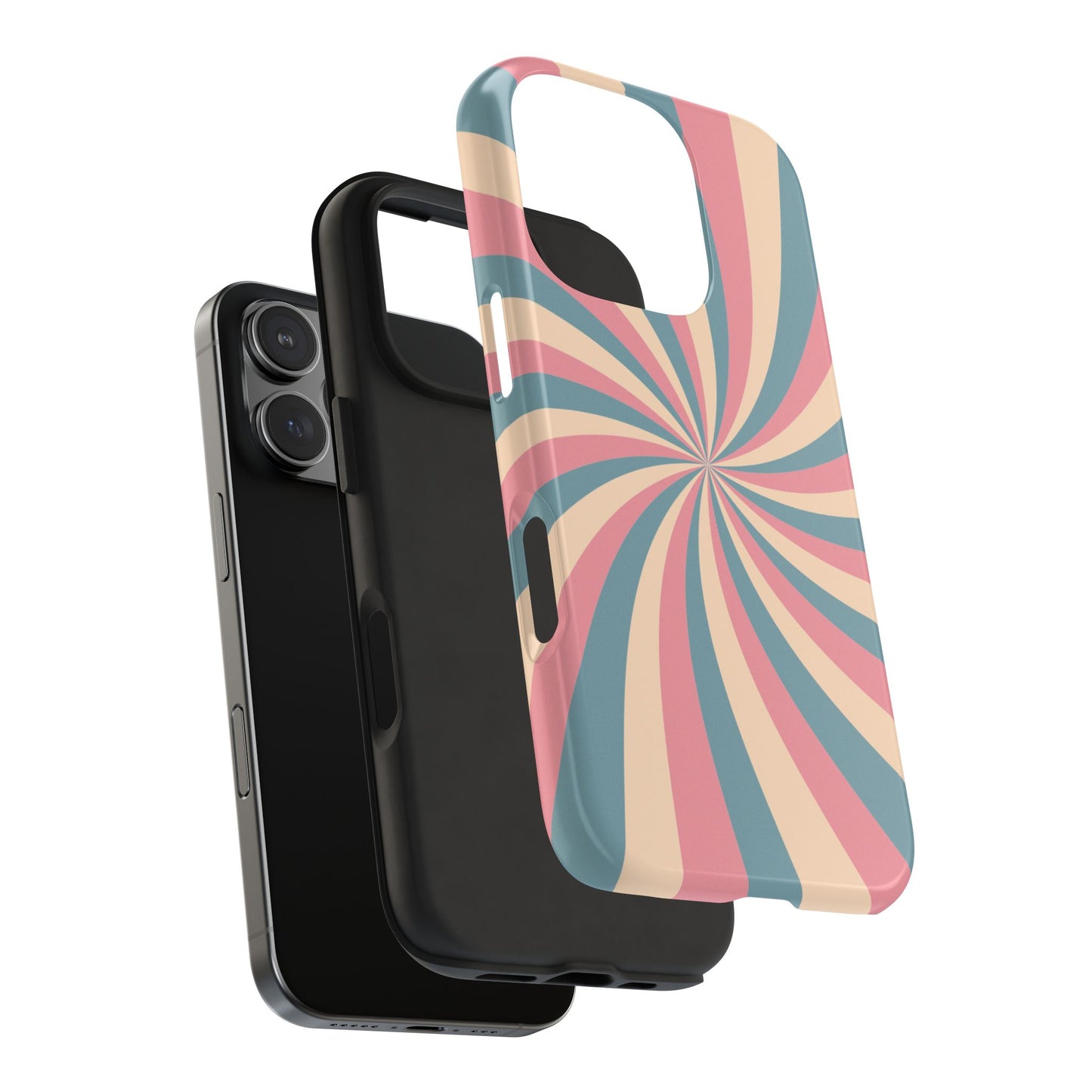 Vintage Pastel Swirl iPhone Case – Dual-Layer Protection with 70s-Inspired Design