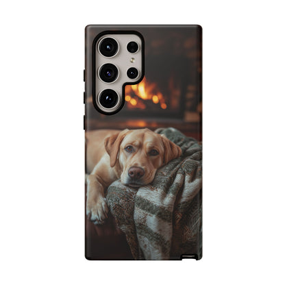 Cozy Labrador by Fireplace Samsung Galaxy Case – Rustic Cabin Protective Cover