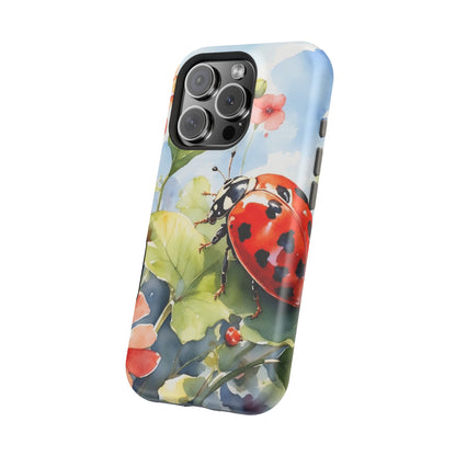 Watercolor Ladybug & Poppy Fields - MagSafe iPhone Case