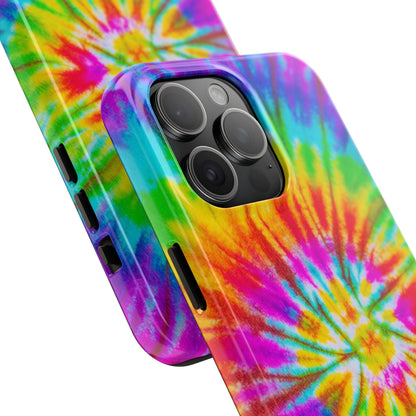 Rainbow Spiral Tie-Dye iPhone Case – Bright & Retro Design