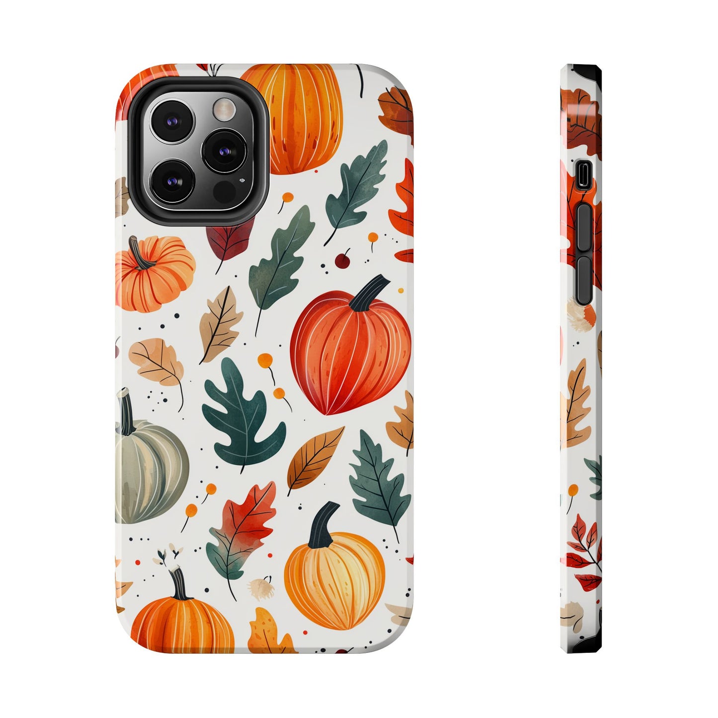 Autumn Harvest iPhone Case - Pumpkin and Fall Leaf Design