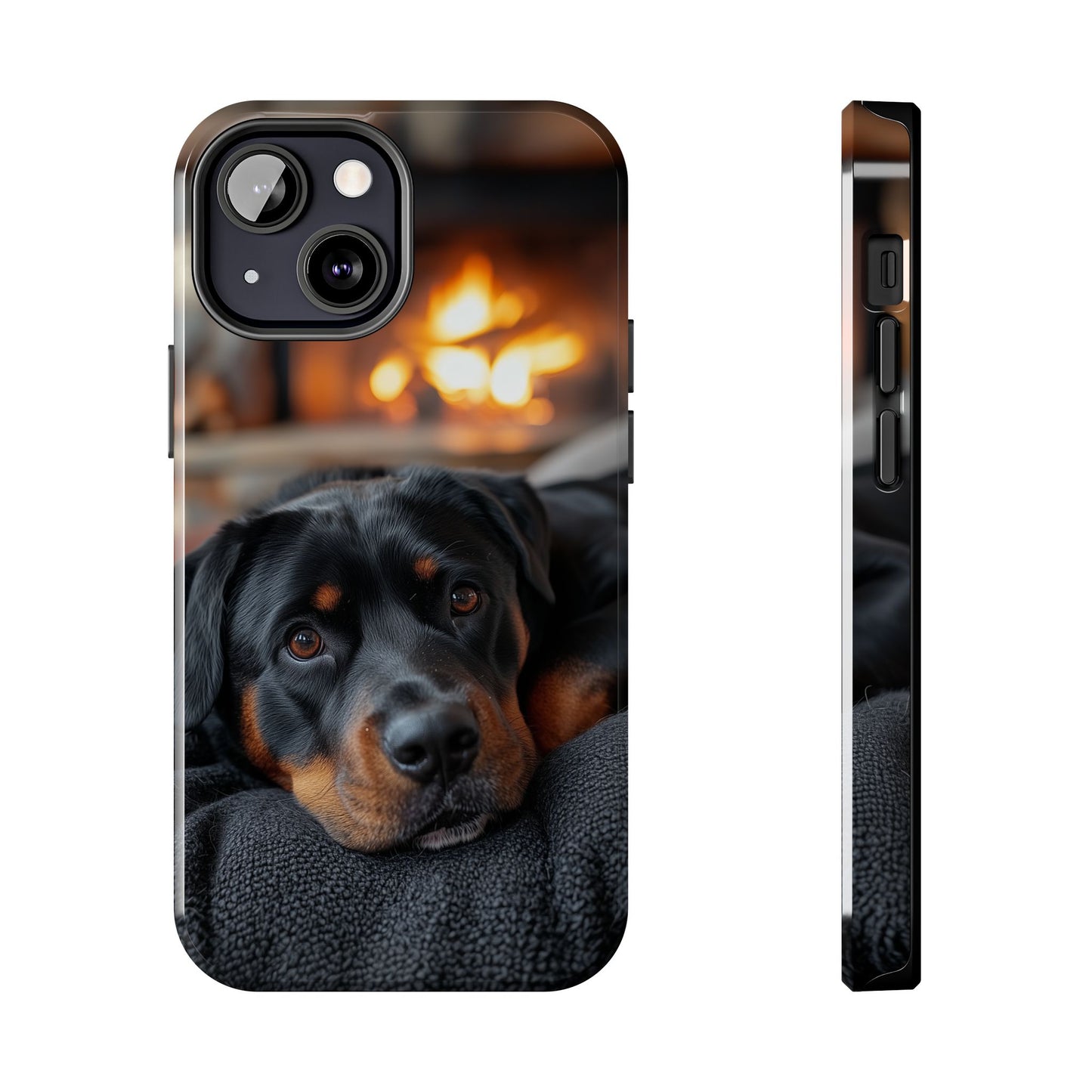 Warm Rottweiler by the Fireplace Samsung Galaxy Case – Rustic Charm for Dog Lovers