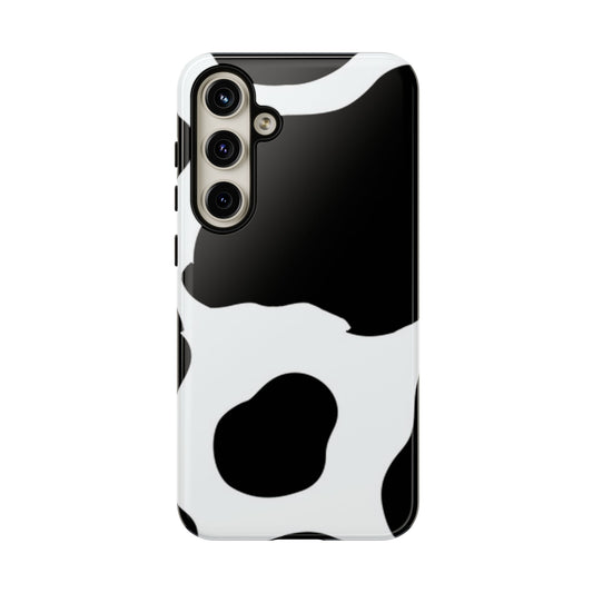 Bold Black and White Cow Print Tough Samsung Galaxy Case – Modern Animal Pattern with Dual-Layer Protection