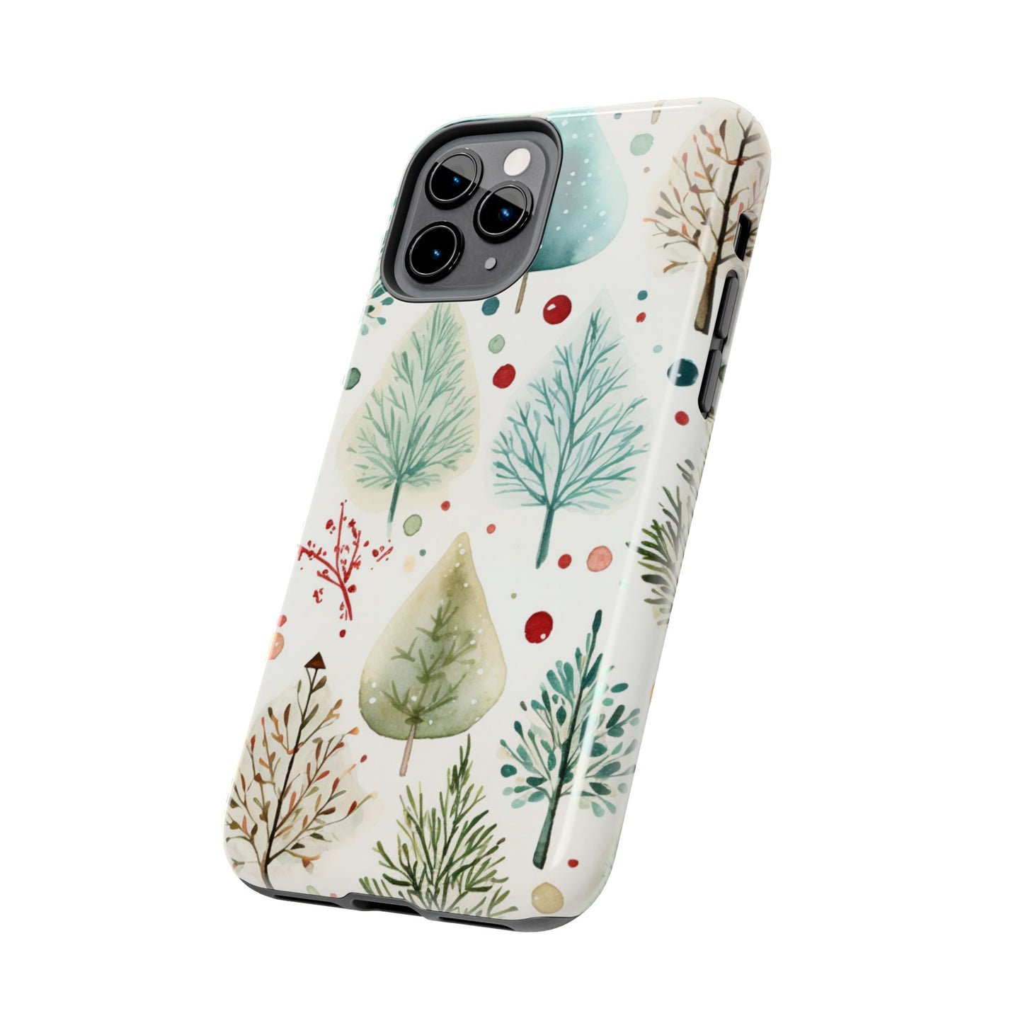 Watercolor Winter Trees iPhone Case – Nature-Inspired, Holiday Theme Protective Cover