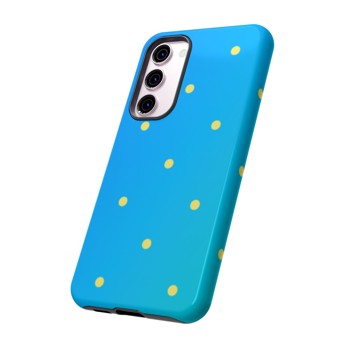 Blue Ocean Gradient Polka Dots Samsung Galaxy Case – Shockproof, Smooth Matte Finish, Dual-Layer Design