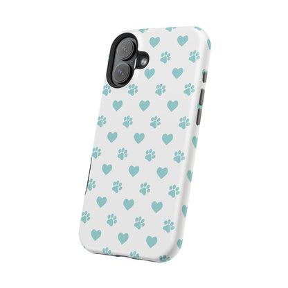 Mint Green Paw Print & Heart MagSafe Case – Pet Lover’s Magnetic Style