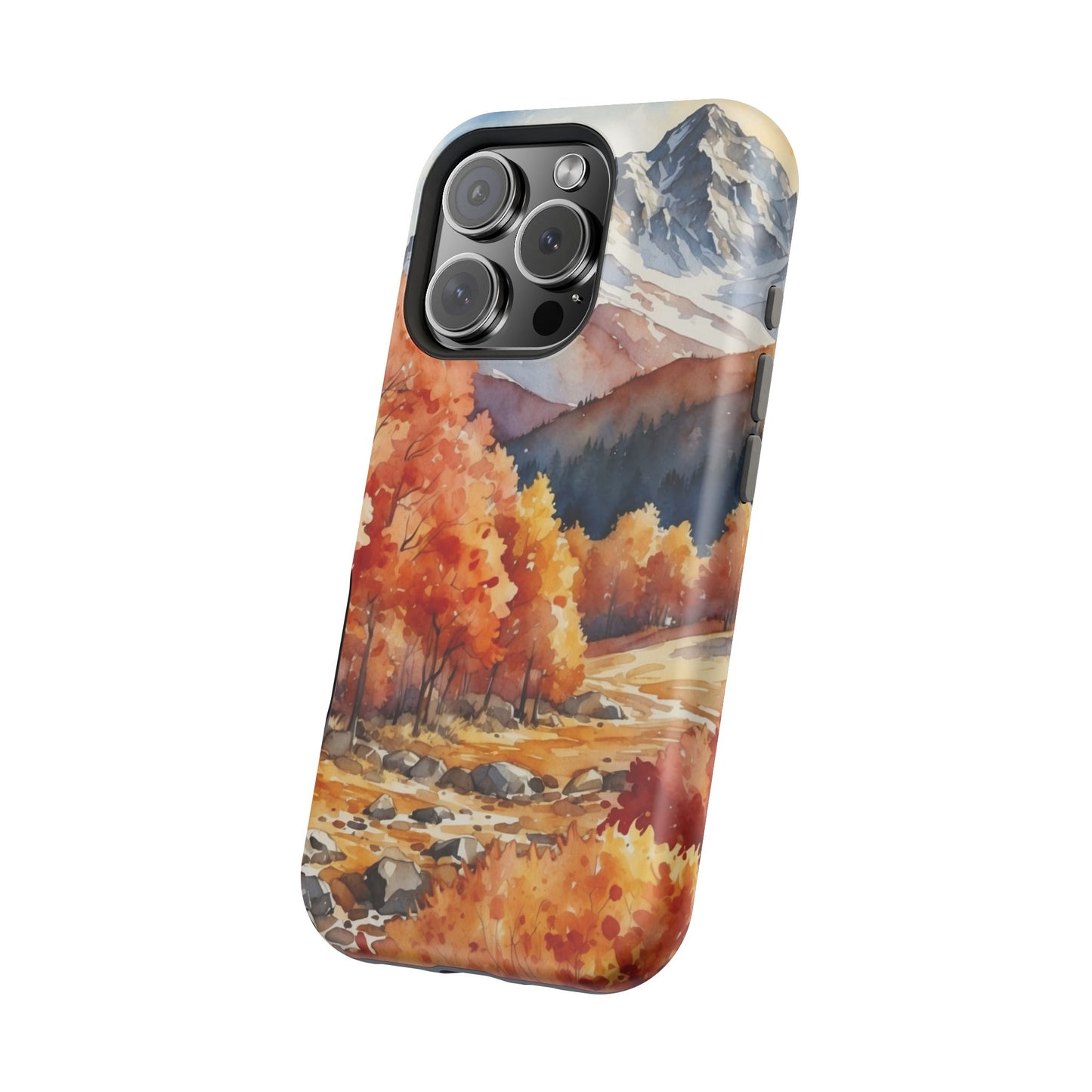 Watercolor Autumn Forest and Mountains - MagSafe iPhone Case