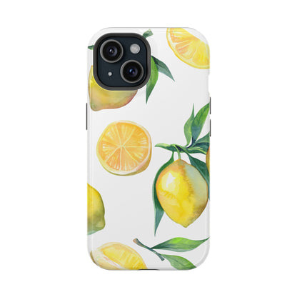 Lemon Grove Watercolor Tough MagSafe iPhone Case – Fresh Citrus Design, Dual-Layer Protection