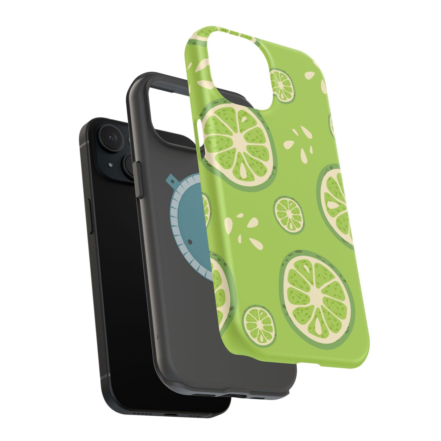 Zesty Lime Splash Tough MagSafe iPhone Case – Fresh Citrus Design, Dual-Layer Protection