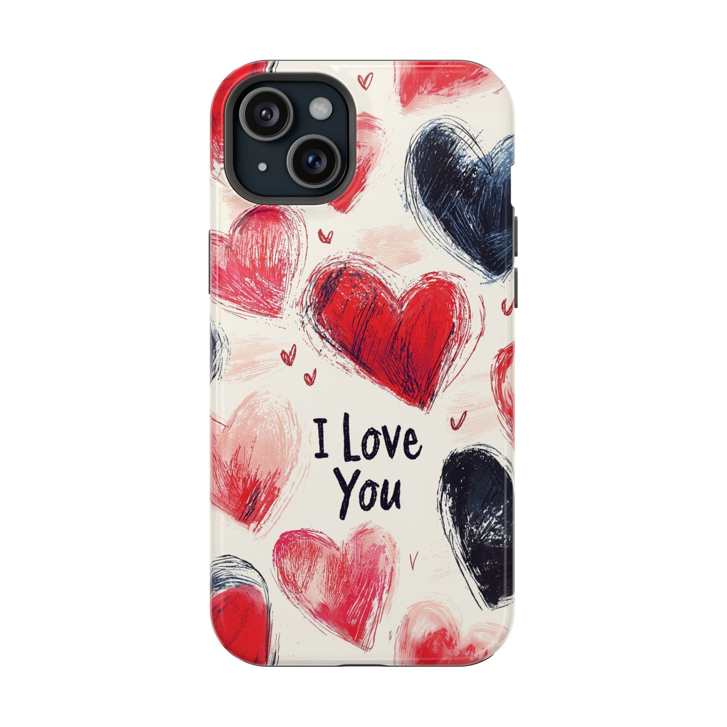 Brushstroke Hearts of Love "I Love You" - MagSafe Compatible Case