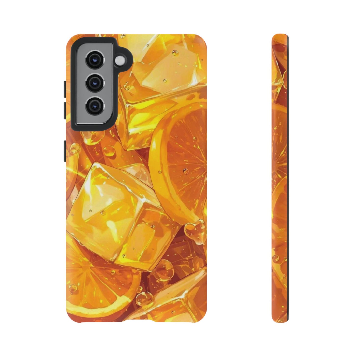 Citrus Splash Samsung Galaxy  Case – Bright Orange Slices & Ice, Dual-Layer Protection