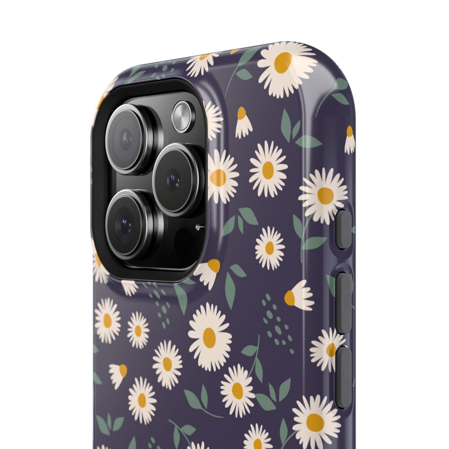 Midnight Daisy MagSafe iPhone Case – Dark Navy Floral Design, Slim and Protective