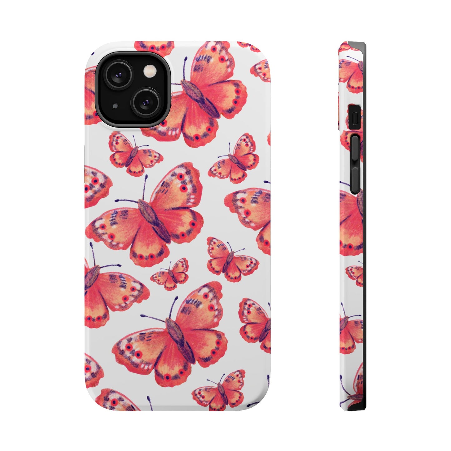 Coral Butterfly MagSafe iPhone Case – Slim, Protective Design with Bold Watercolor Print