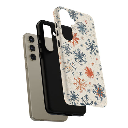 Rustic Orange and Blue Snowflake Pattern – Samsung Galaxy Series Case