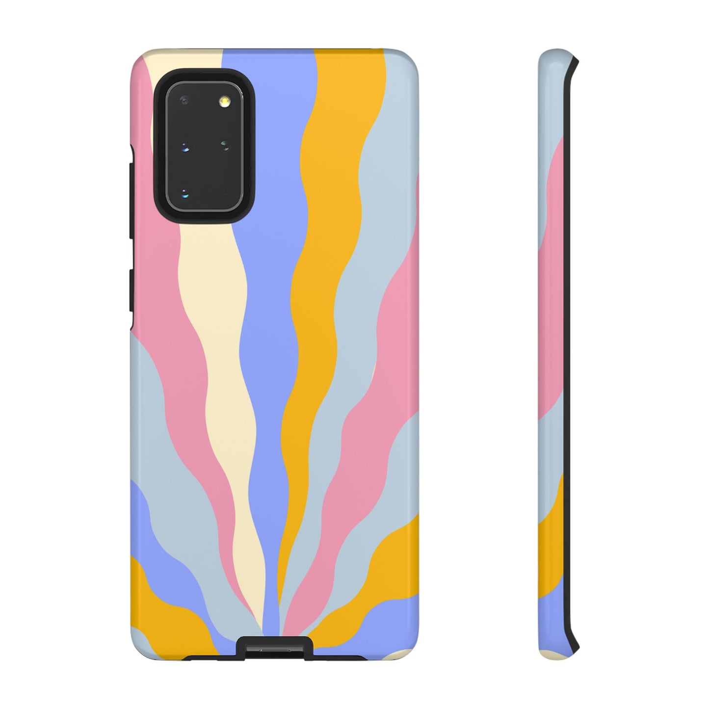 Pastel Radiance Samsung Galaxy Case – 70s-Inspired Dual-Layer Design with Wavy Sunburst Pattern