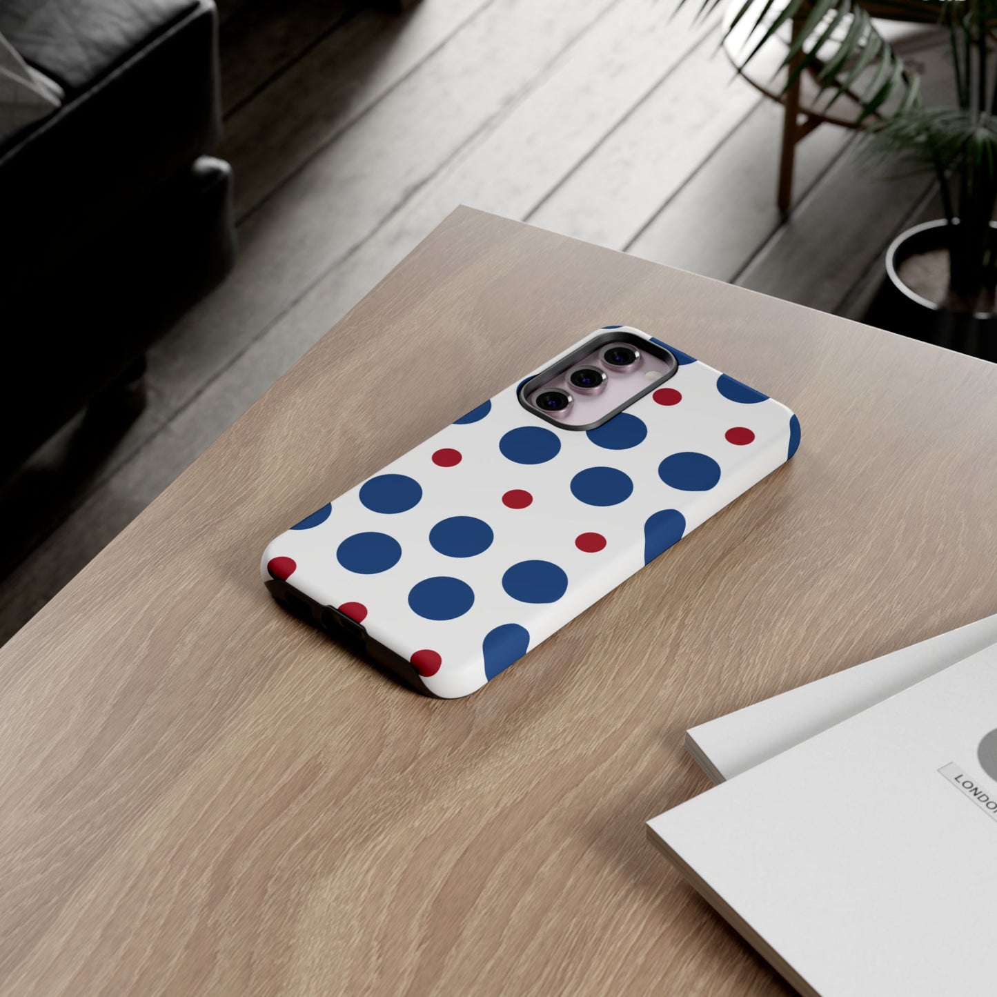 Bold Navy & Red Polka Dot Pattern – Samsung Galaxy Case