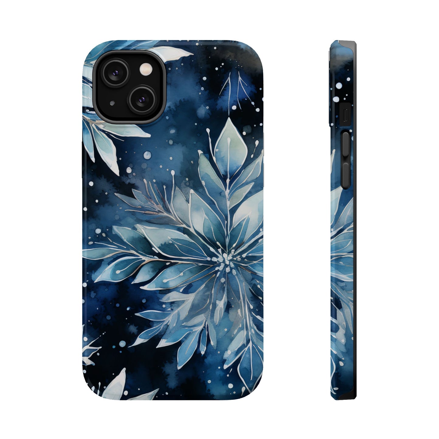 Winter’s Embrace – Blue Snowflake MagSafe iPhone Case