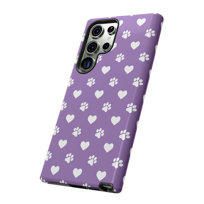 Lavender Paw Prints & Hearts Design - Adorable Pet Lover Samsung Galaxy Case