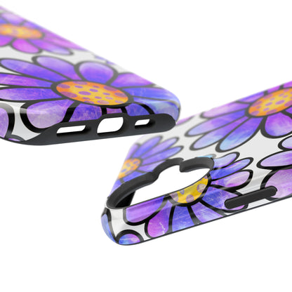 Purple Daisy Delight MagSafe iPhone Case – Slim Profile, Glossy Finish