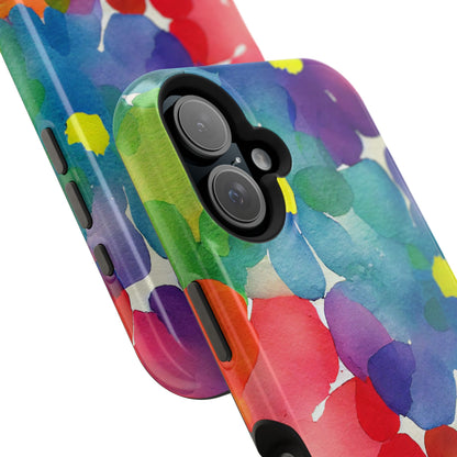 Rainbow Bloom Watercolor MagSafe iPhone Case – Slim Design, Glossy Finish