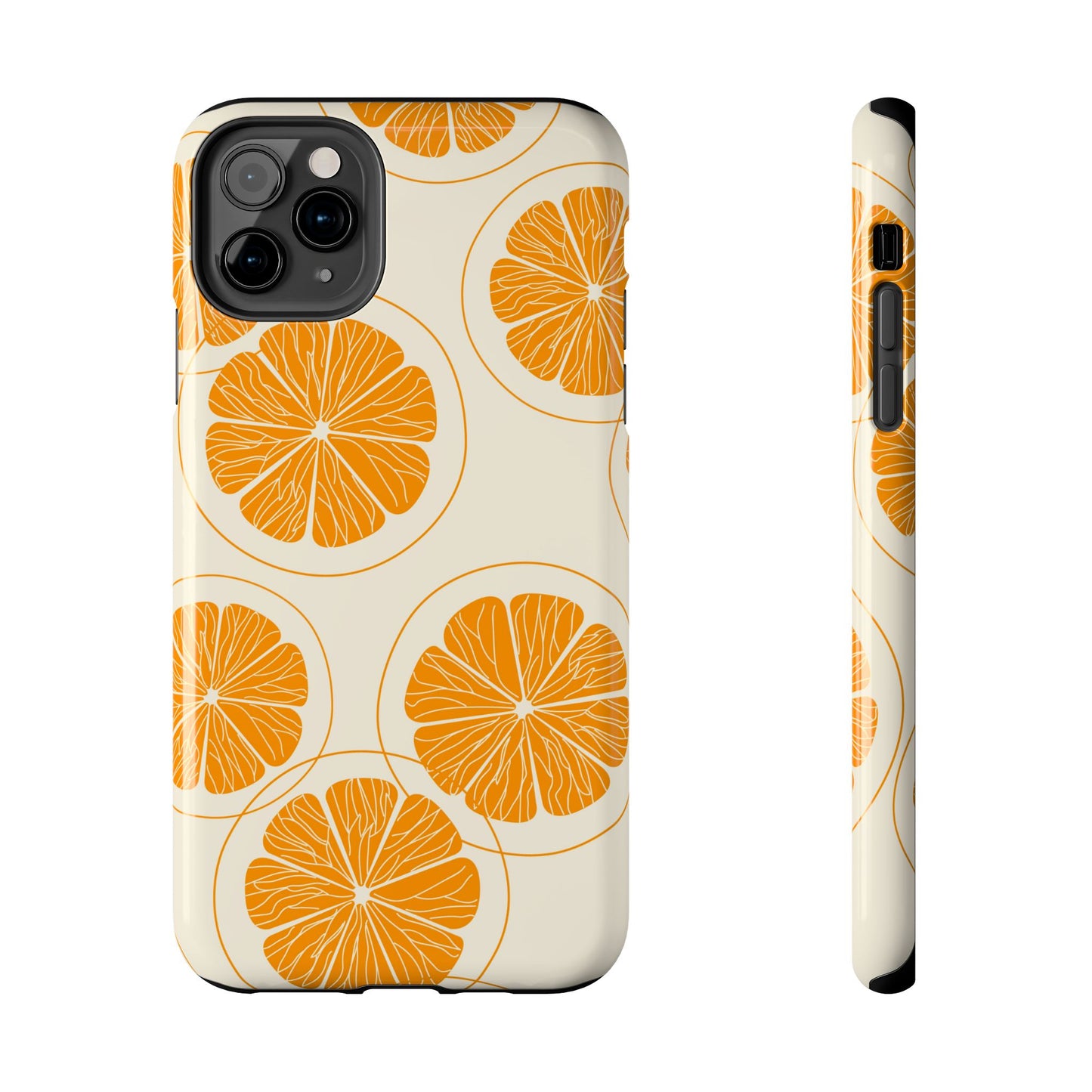 Citrus Burst Pattern Tough iPhone Case – Bold Orange Design, Shockproof Protection - BOGO Cases