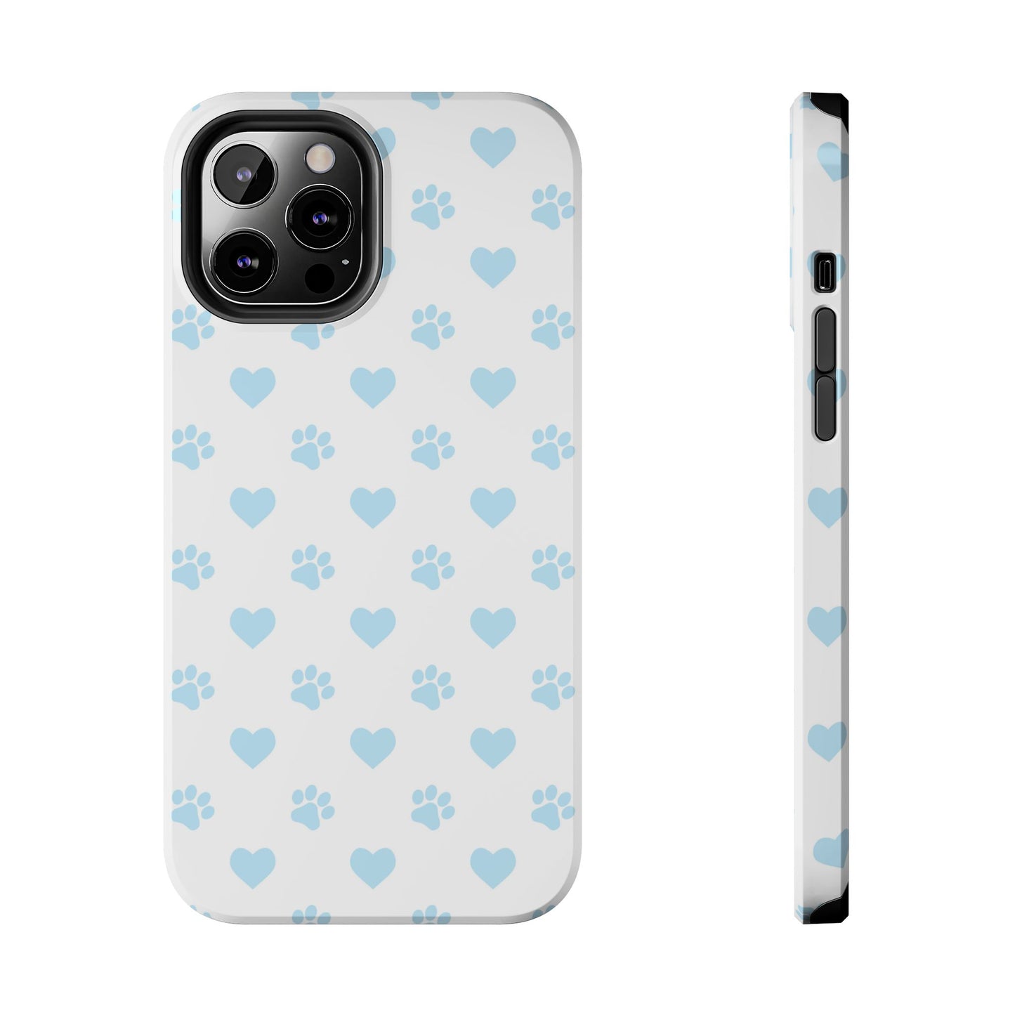 Light Blue Paw Prints & Hearts – iPhone Case for Animal Lovers