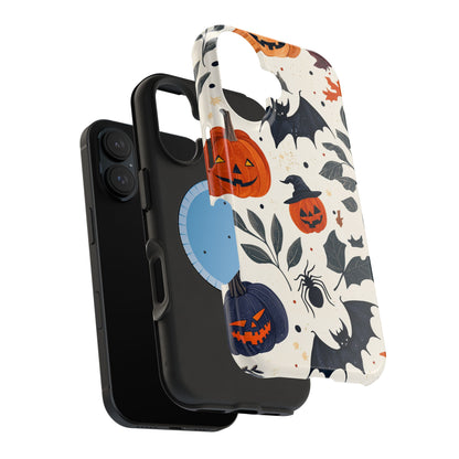 Spooky Halloween MagSafe iPhone Case – Pumpkins, Bats, and Spider Design