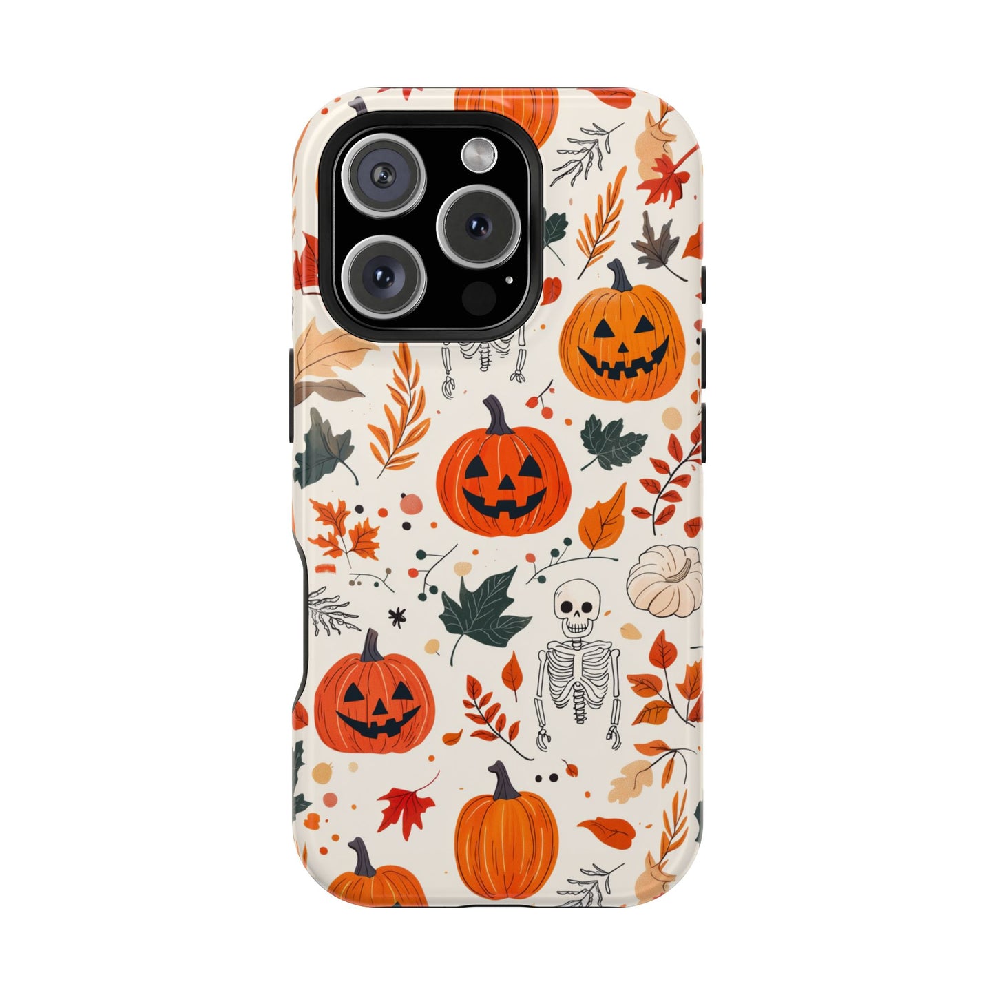 Halloween Pumpkin & Skeleton MagSafe iPhone Case – Spooky Autumn Design