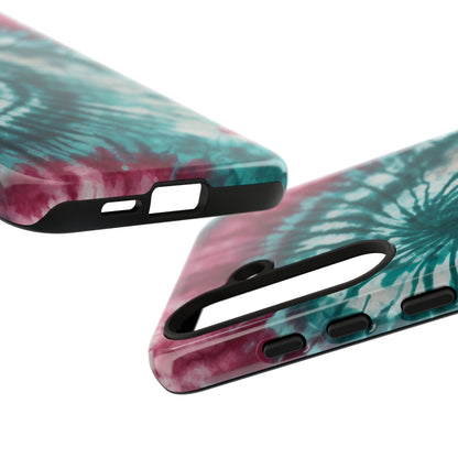 Teal and Pink Spiral Tie-Dye Samsung Galaxy Case – Boho Chic Design