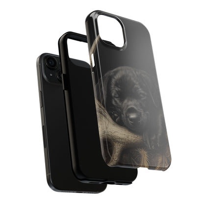 Adorable Black Labrador Puppy on Feathers iPhone Case