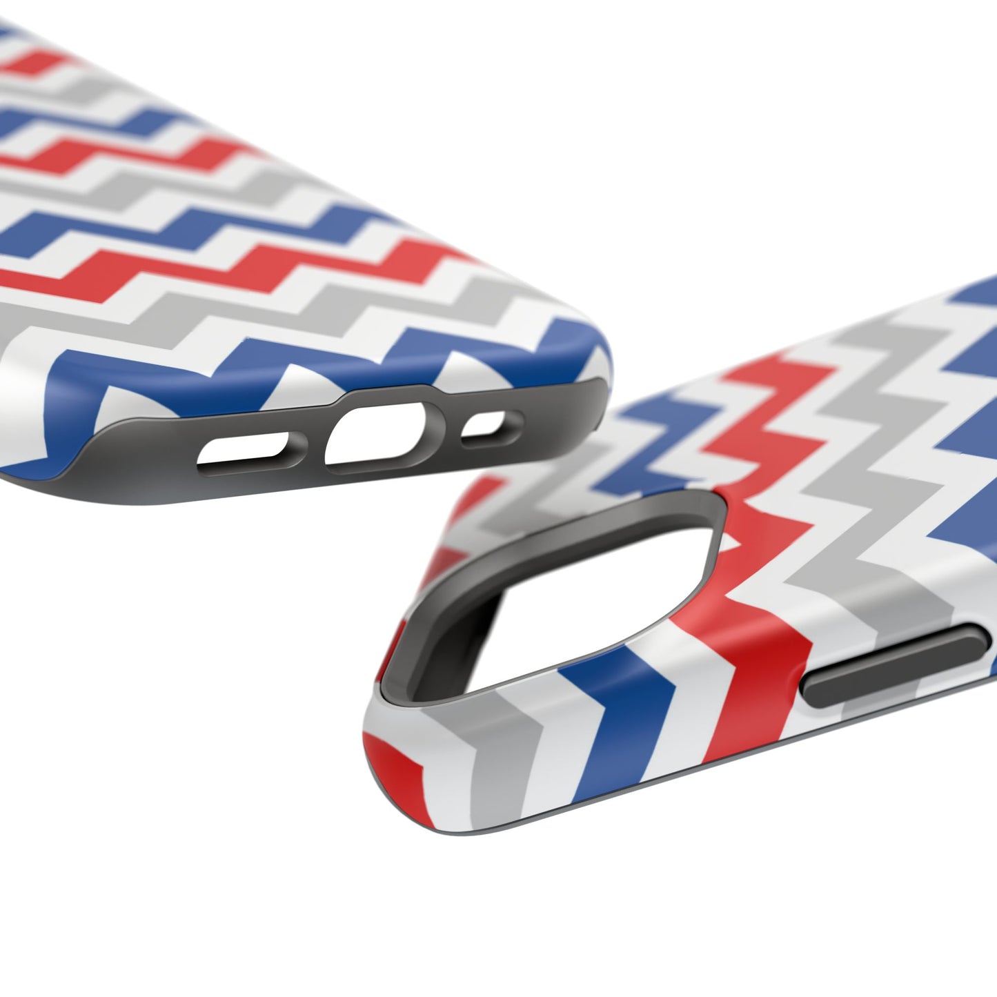 Patriotic Red, White & Blue Chevron – MagSafe Compatible iPhone Case