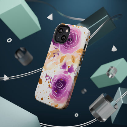 Soft Purple & Gold Floral Splash - MagSafe iPhone Series Case