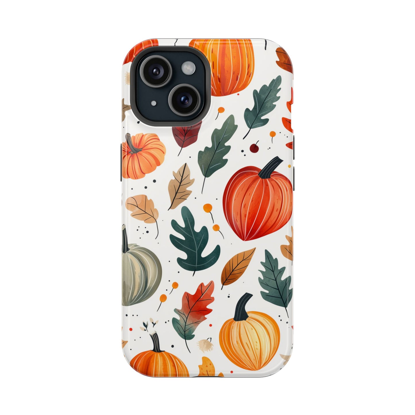 Autumn Harvest MagSafe iPhone Case - Pumpkin and Fall Leaf Design