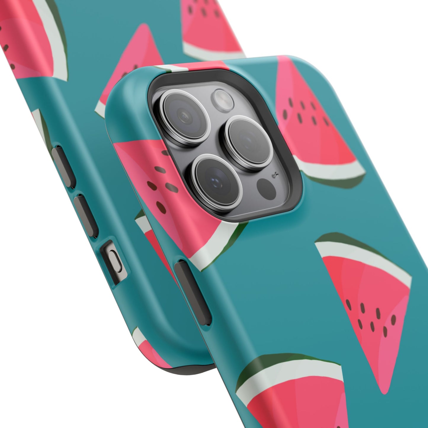 Watermelon Bliss MagSafe iPhone Case – Vibrant Summer Fruit Design on Teal Background