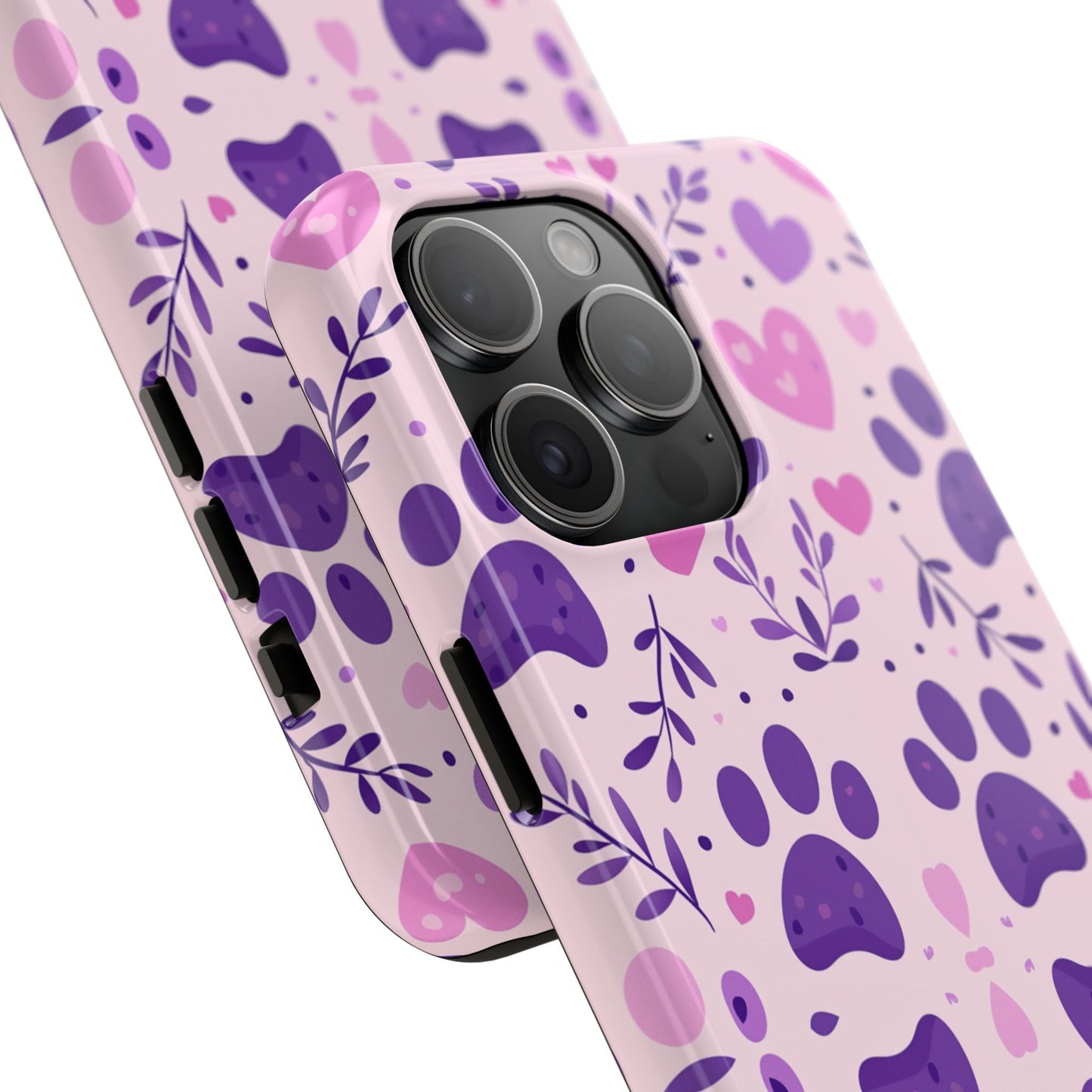 Pastel Paw Print iPhone Case - Cute Pet-Themed Floral Protective Cover