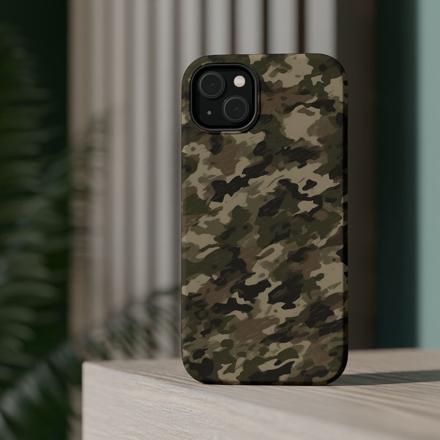 Classic Light Brown Camouflage – MagSafe iPhone Case with Rugged Elegance