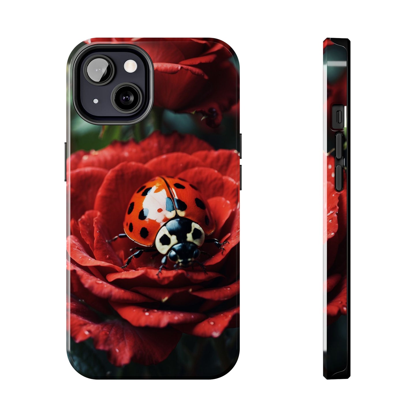 Elegant Rose & Ladybug Charm - iPhone Series Case