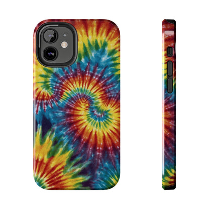 Retro Tie-Dye Swirl iPhone Case – Rainbow Spiral Design