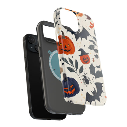 Spooky Halloween MagSafe iPhone Case – Pumpkins, Bats, and Spider Design