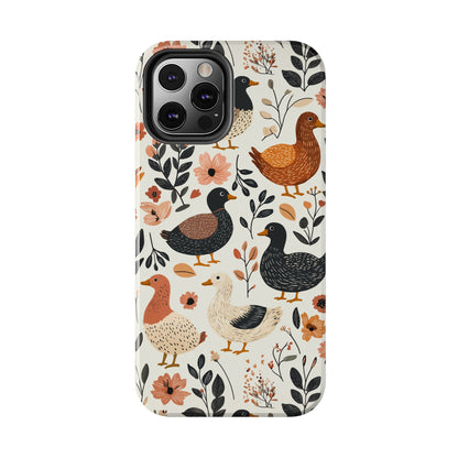 Farm Duck & Flowers iPhone Case – Vintage Floral Design