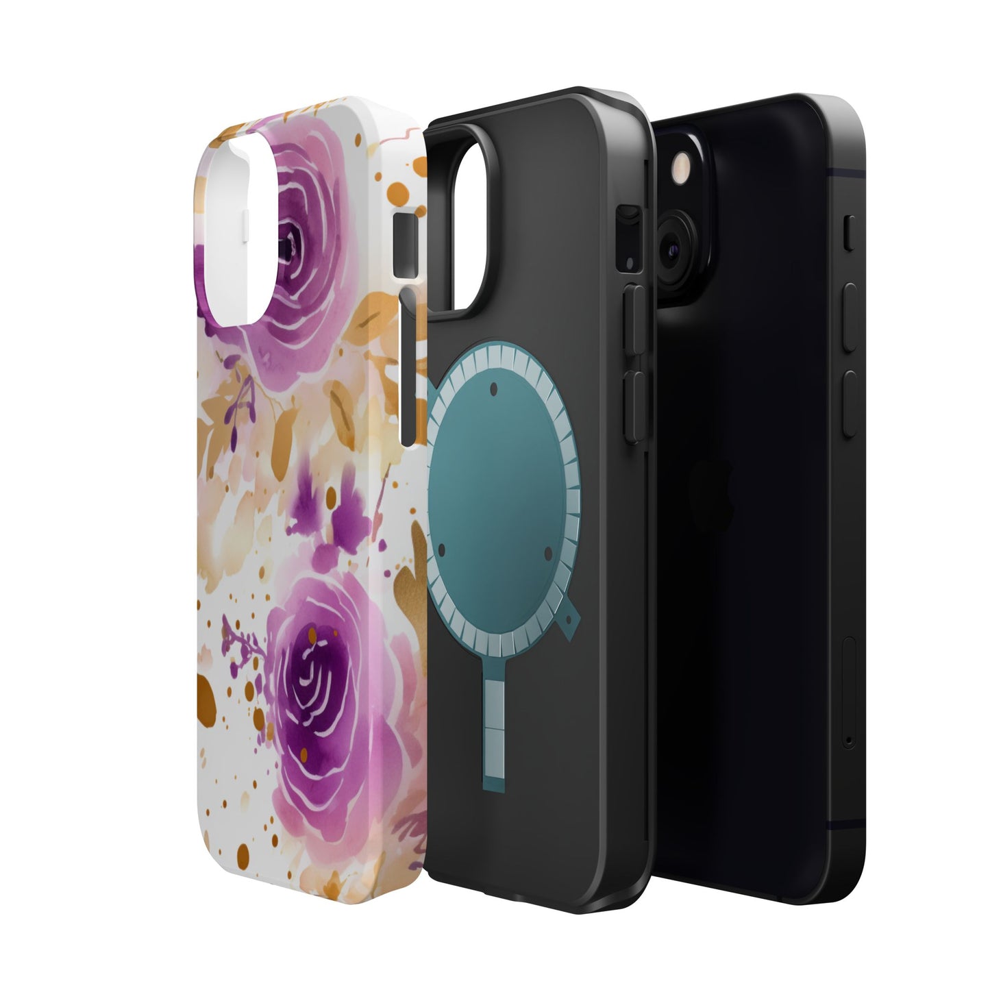 Soft Purple & Gold Floral Splash - MagSafe iPhone Series Case