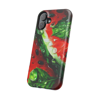 Juicy Watermelon & Mint MasSafe iPhone Case – Tough Dual-Layer, Vibrant Summer Design