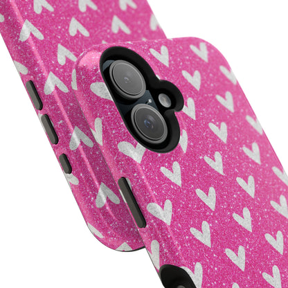 Pink Glitter Hearts Pattern – MagSafe iPhone Case