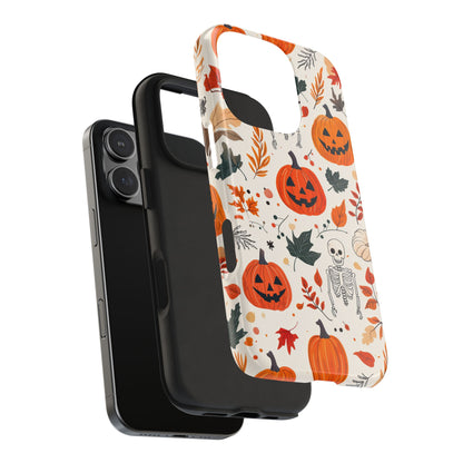 Halloween Pumpkin & Skeleton iPhone Case – Spooky Autumn Design