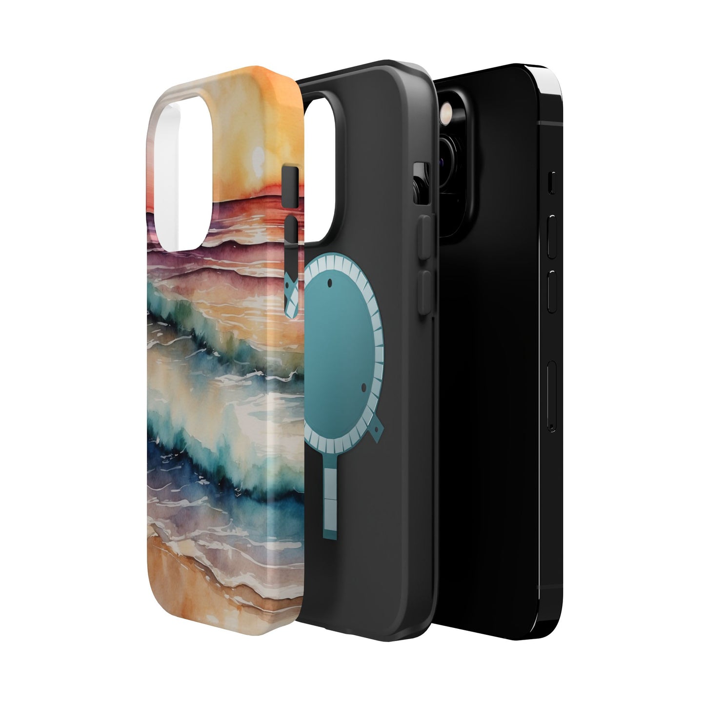 Sunset Waves MagSafe iPhone Case – Vibrant Watercolor Design