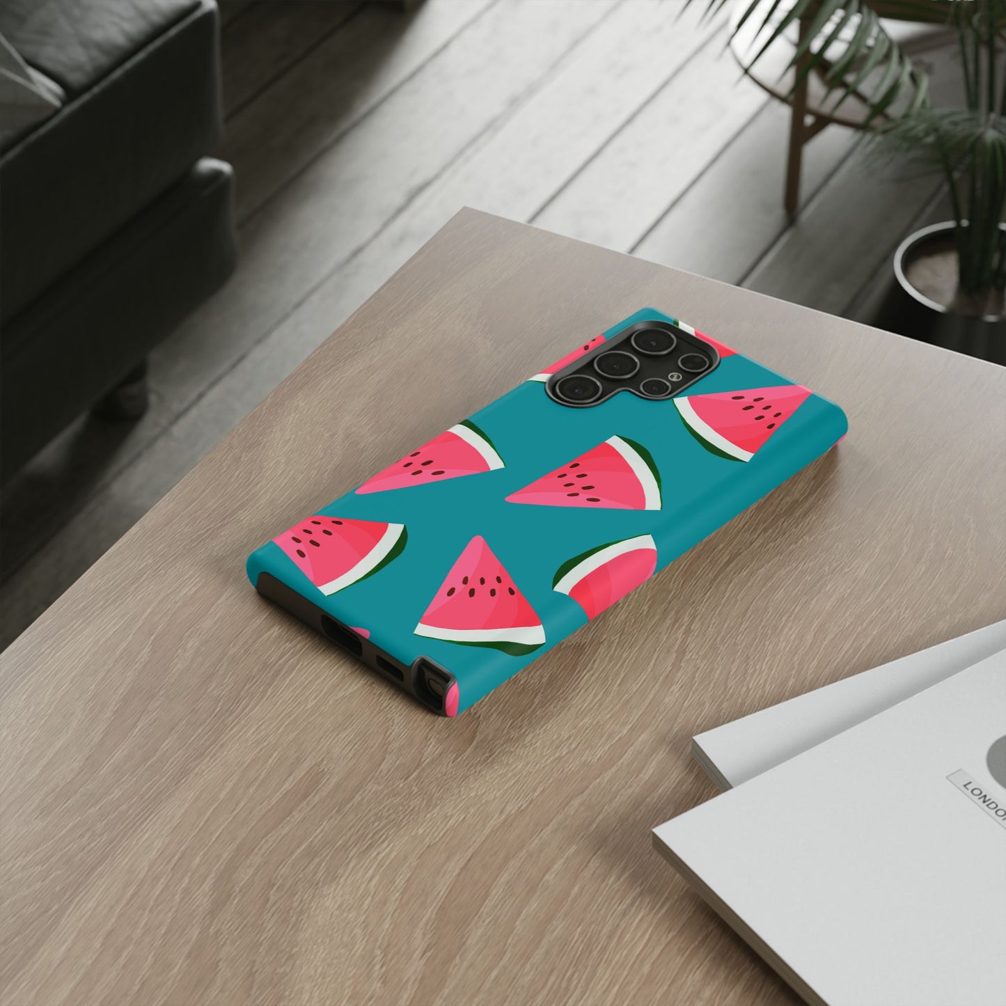 Watermelon Bliss Samsung Galaxy Case – Vibrant Summer Fruit Design on Teal Background