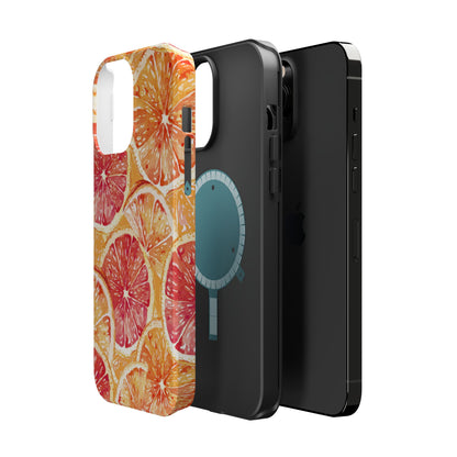 Watercolor Citrus Splash Tough MagSafe iPhone Case – Vibrant Fruit Print, Shock-Resistant Design