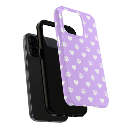 Lilac Paw Prints & Hearts – iPhone Case